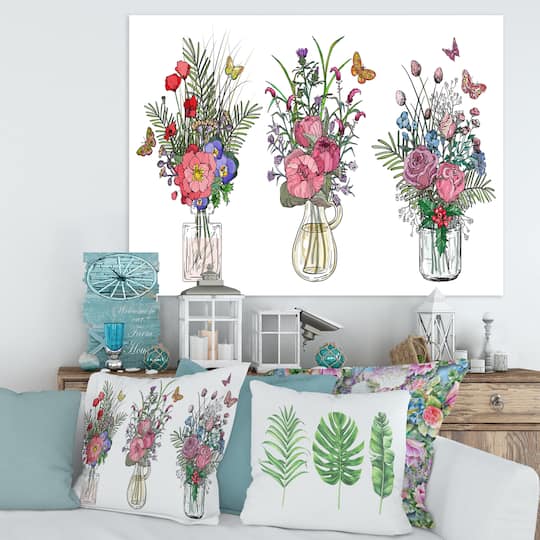 Designart - Bouquets Of Wildflowers In Transparent Vases II